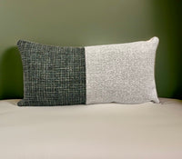 Midcentury Pillow in Green Woven Textile & Light Gray Woven Textile