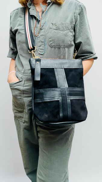 Black Suede & Leather Crossbody