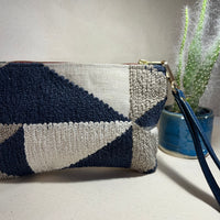 Textile & Leather Zip Pouch