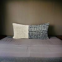 Indigo and Gray Color-Block Pillow