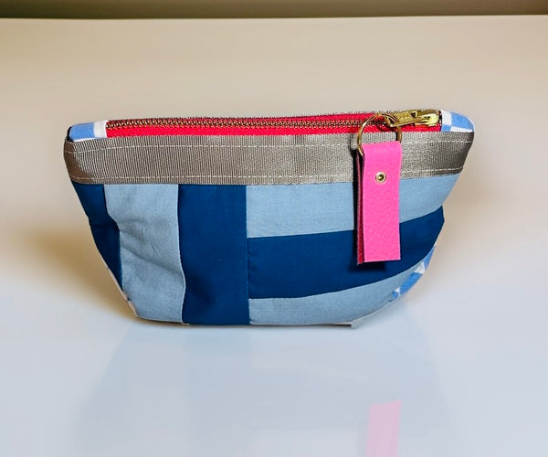 Quilted Zip Pouch in Blues