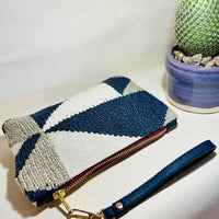Textile & Leather Zip Pouch