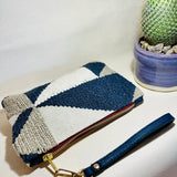 Textile & Leather Zip Pouch