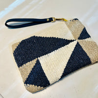 Textile & Leather Zip Pouch