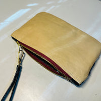 Textile & Leather Zip Pouch